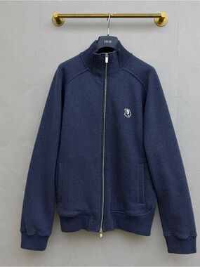 Dior Men's Navy Full-Zip Knit Jacket